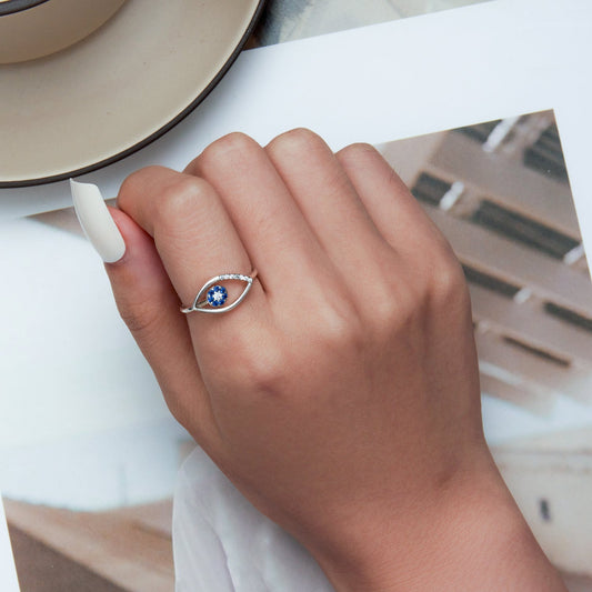 "Sylvory 925 Sterling Silver Elegant Eye of Protection Ring"