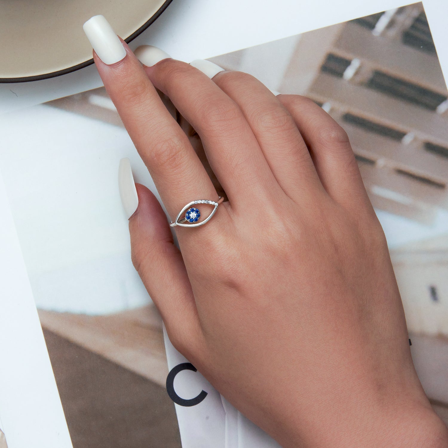 "Sylvory 925 Sterling Silver Elegant Eye of Protection Ring"