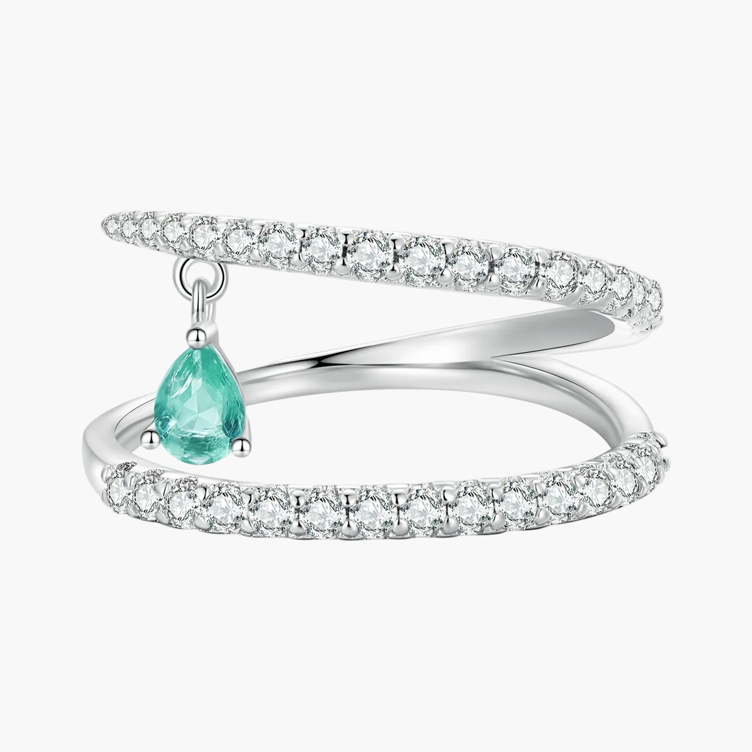 "Sylvory 925 Sterling Silver Emerald Cascade Ring" Main image