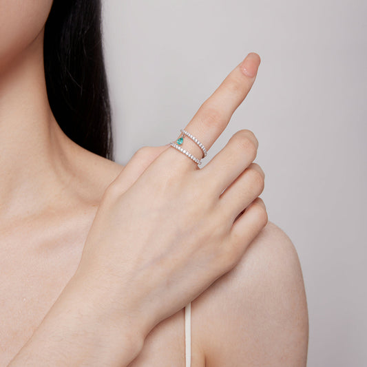 "Sylvory 925 Sterling Silver Emerald Cascade Ring"