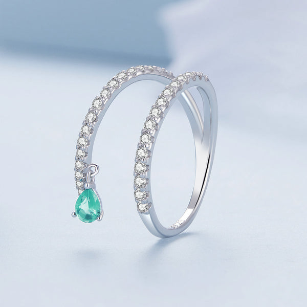 "Sylvory 925 Sterling Silver Emerald Cascade Ring"