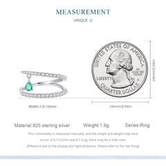 "Sylvory 925 Sterling Silver Emerald Cascade Ring"