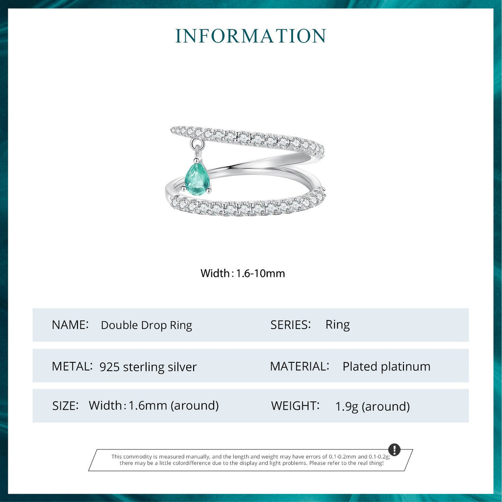 "Sylvory 925 Sterling Silver Emerald Cascade Ring"