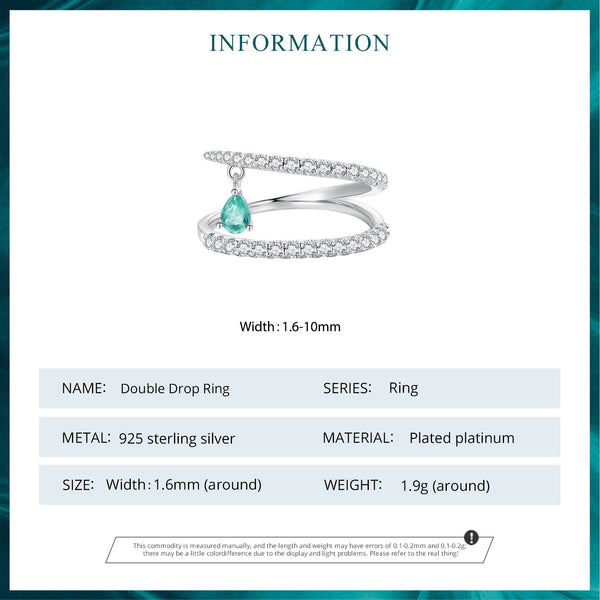 "Sylvory 925 Sterling Silver Emerald Cascade Ring"
