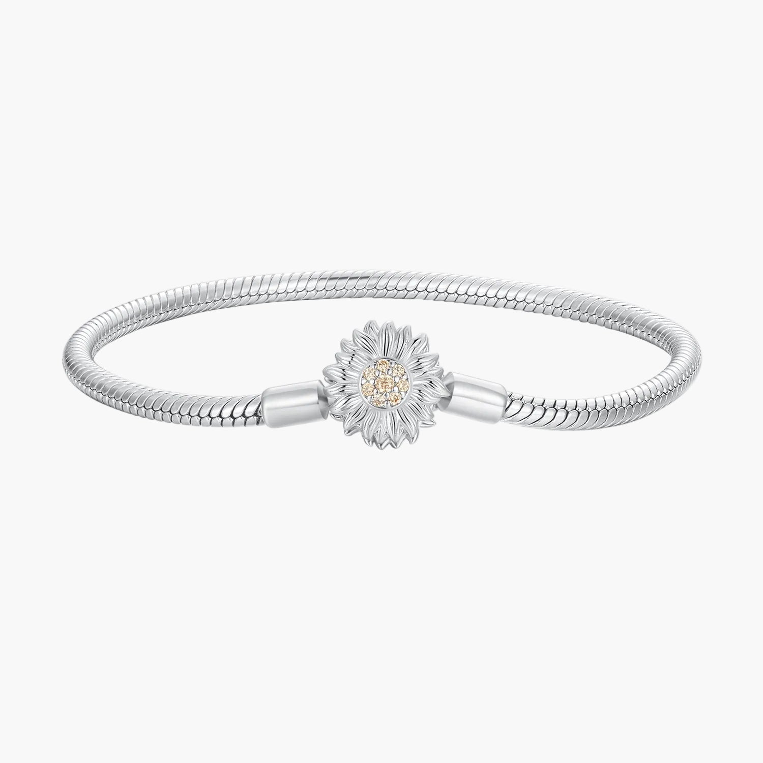 "Sylvory 925 Sterling Silver Enchanted Flora Charm Keeper Bracelet" Main image