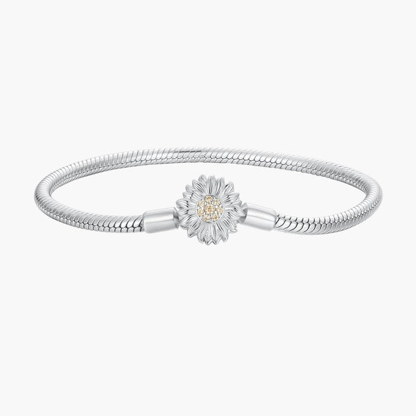 Silver Enchanted Flora Charm Keeper Bracelet in 925 Sterling Silver by Sylvory