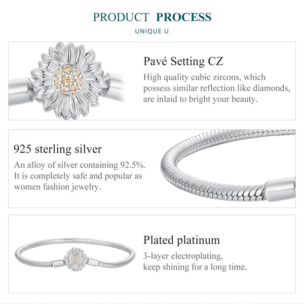 "Sylvory 925 Sterling Silver Enchanted Flora Charm Keeper Bracelet"