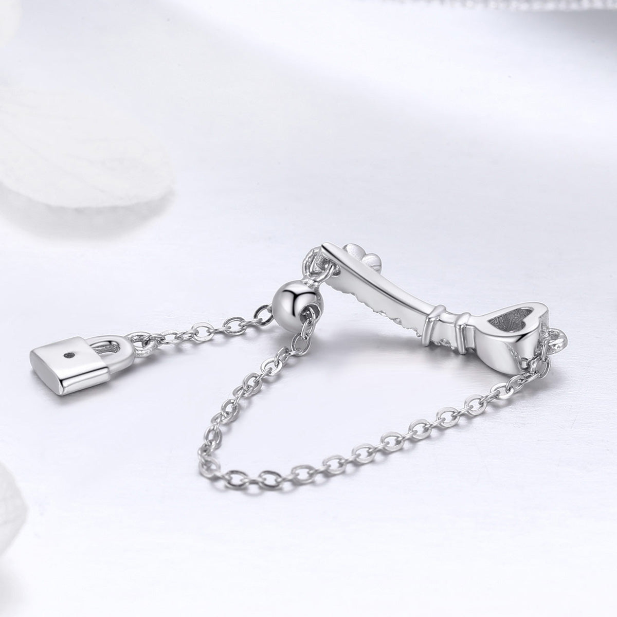 "Sylvory 925 Sterling Silver Eternal Lock and Key Chain Ring"