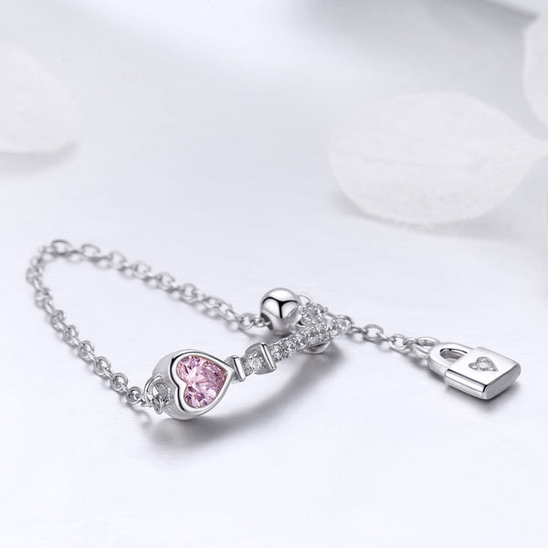 "Sylvory 925 Sterling Silver Eternal Lock and Key Chain Ring"