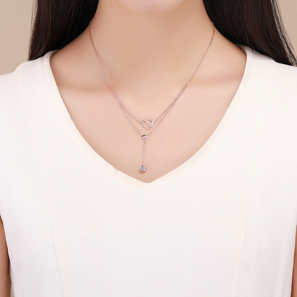 Silver Eternal Love Layered Necklace Secondary image