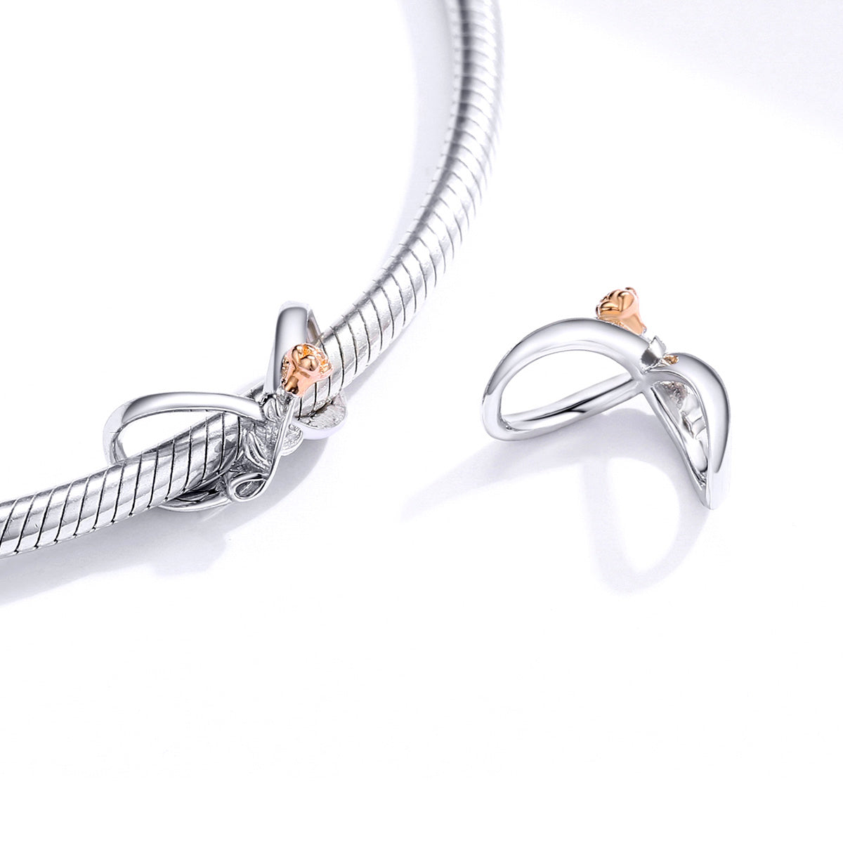 "Sylvory 925 Sterling Silver Eternal Rose Infinity Charm"