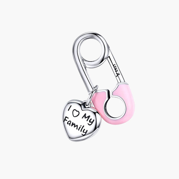 Silver Family Love Guardian Pin Charm in 925 Sterling Silver by Sylvory