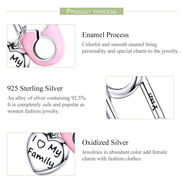 "Sylvory 925 Sterling Silver Family Love Guardian Pin Charm"
