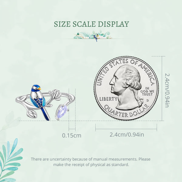 "Sylvory 925 Sterling Silver Feathered Perch Ring"