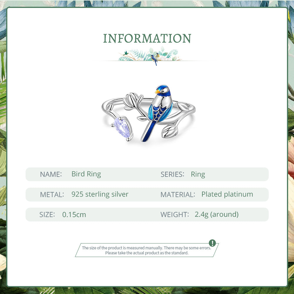 "Sylvory 925 Sterling Silver Feathered Perch Ring"