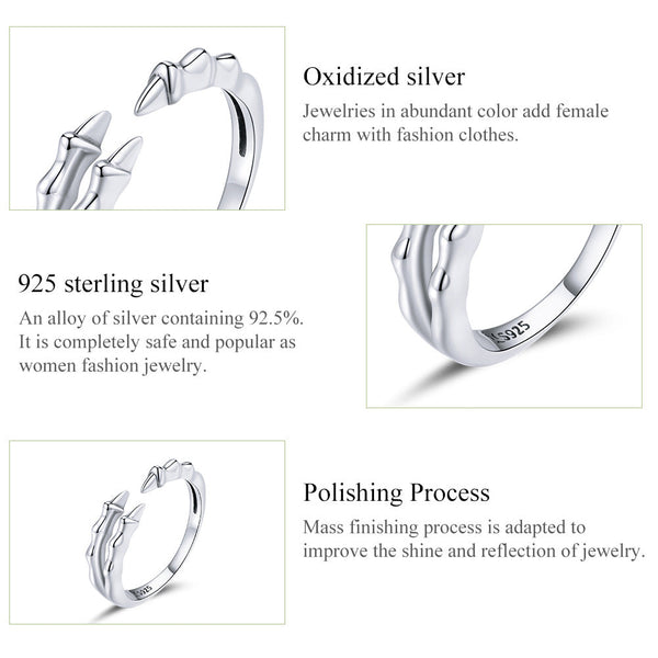 "Sylvory 925 Sterling Silver Fierce Talon Ring"