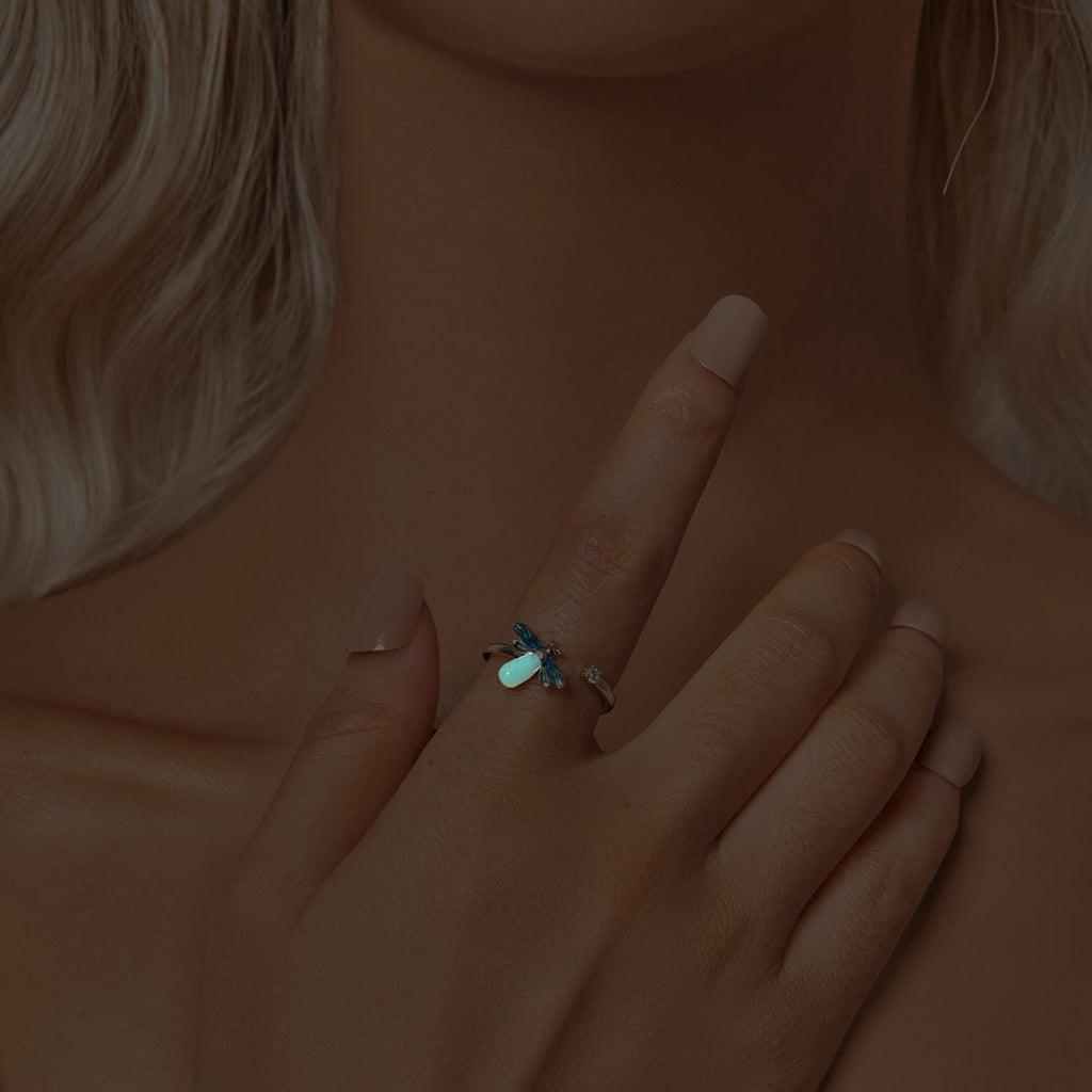 "Sylvory 925 Sterling Silver Firefly Glow Ring"