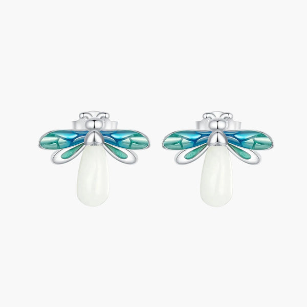 Silver Firefly Glow Studs in 925 Sterling Silver by Sylvory