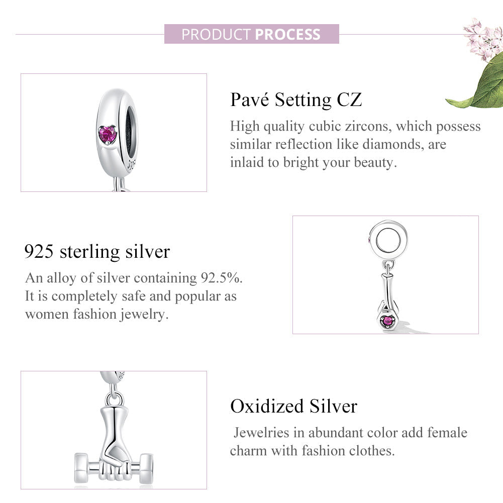 "Sylvory 925 Sterling Silver Fitness Grip Charm"