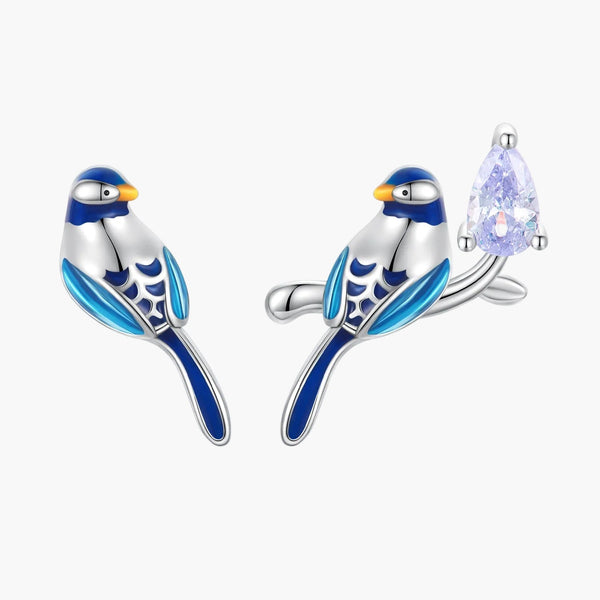 Silver Flight Bird Studs in 925 Sterling Silver by Sylvory