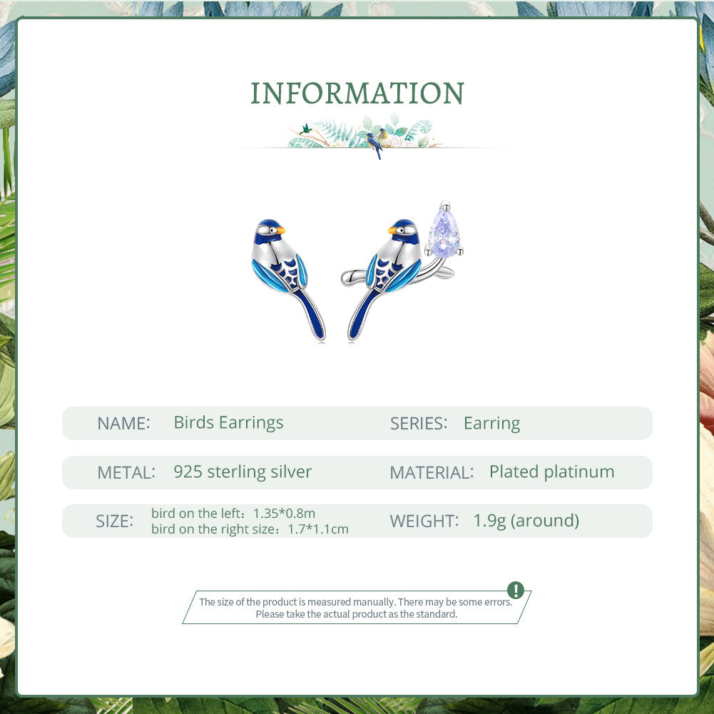 "Sylvory 925 Sterling Silver Flight Bird Studs"