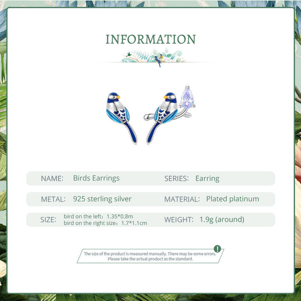 "Sylvory 925 Sterling Silver Flight Bird Studs"