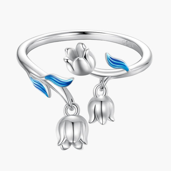Silver Floral Carousel Ring in 925 Sterling Silver by Sylvory