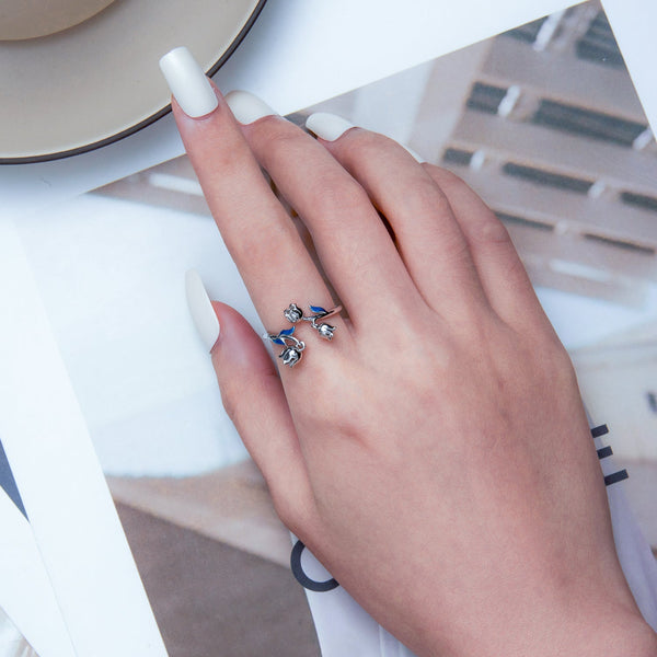 "Sylvory 925 Sterling Silver Floral Carousel Ring"