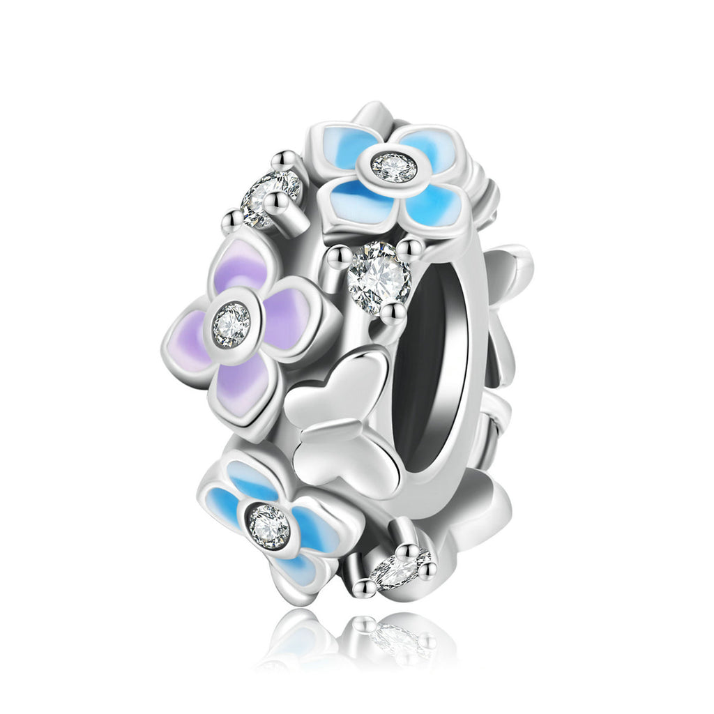 "Sylvory 925 Sterling Silver Floral Fusion Spacer Charm"