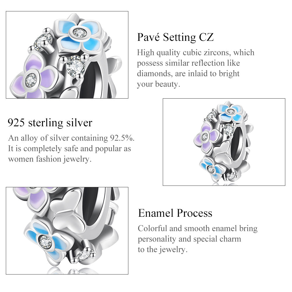 "Sylvory 925 Sterling Silver Floral Fusion Spacer Charm"
