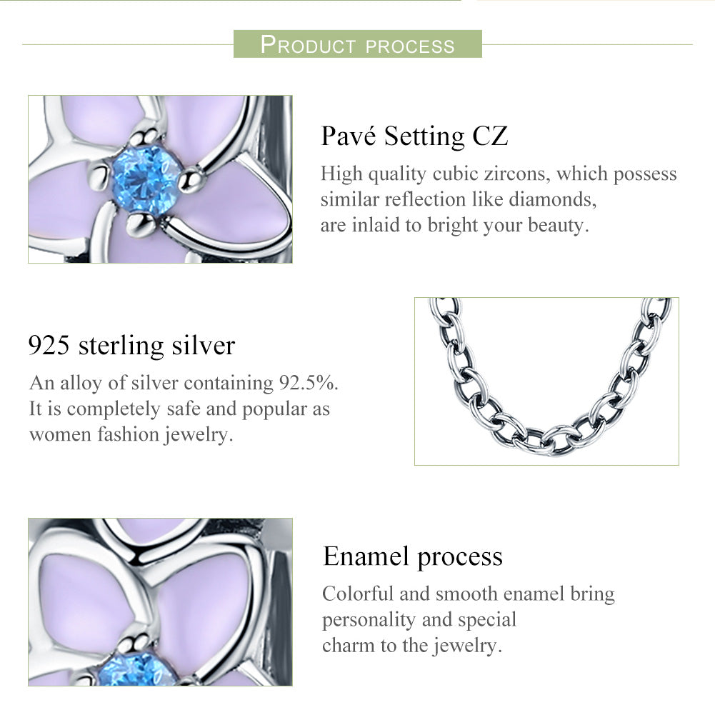 "Sylvory 925 Sterling Silver Floral Guardian Safety Chain Charm"
