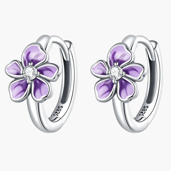 Silver Floral Whispers Hoops in 925 Sterling Silver by Sylvory
