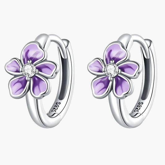 "Sylvory 925 Sterling Silver Floral Whispers Hoops"