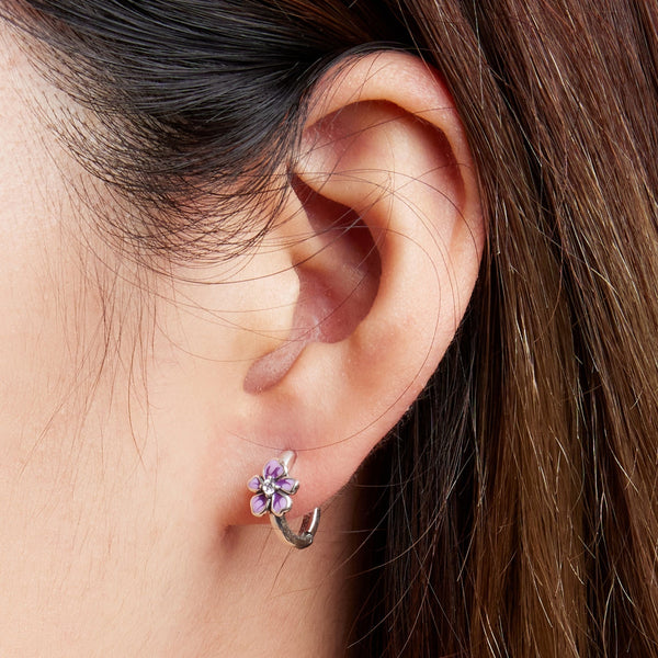 "Sylvory 925 Sterling Silver Floral Whispers Hoops"