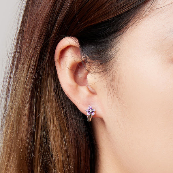 "Sylvory 925 Sterling Silver Floral Whispers Hoops"