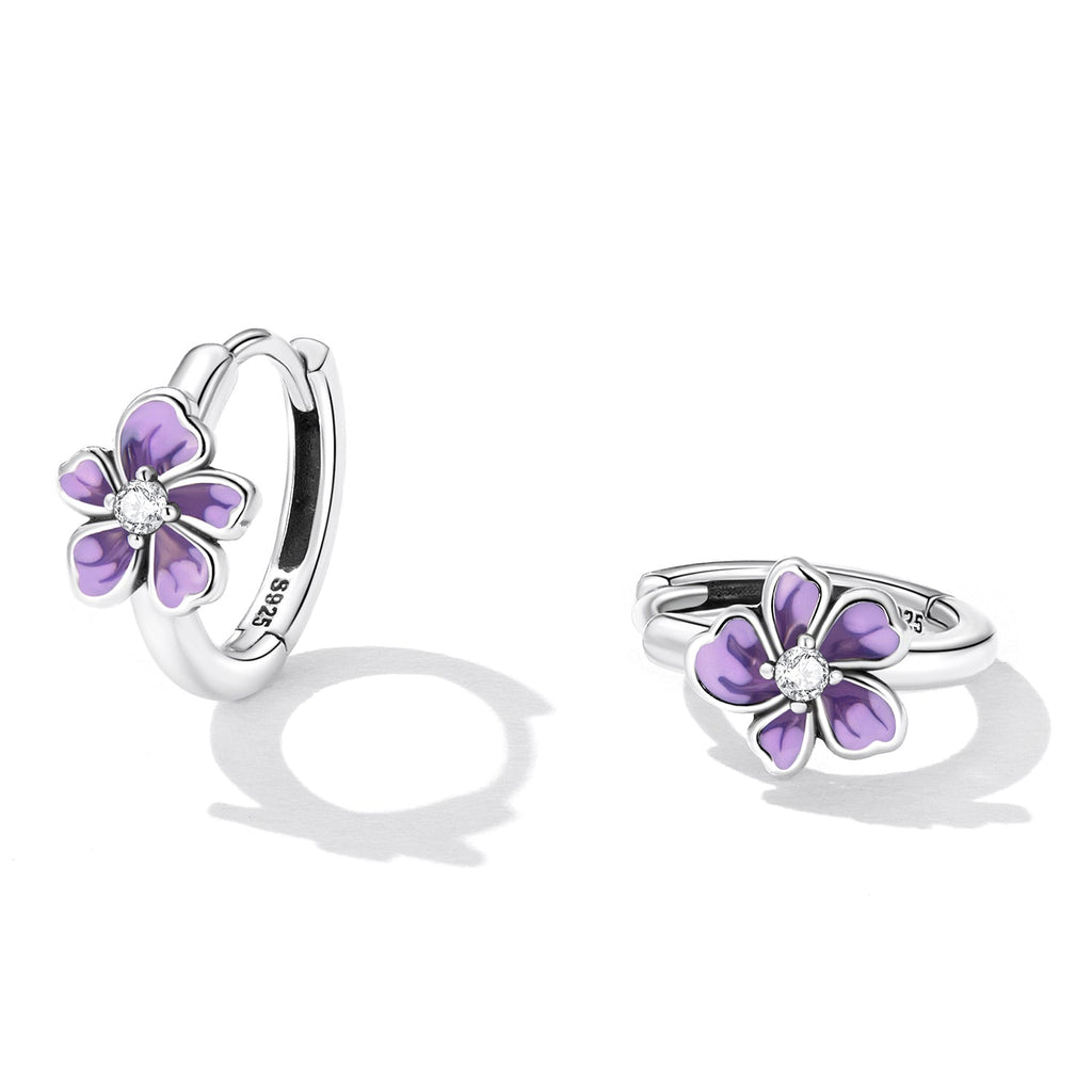 "Sylvory 925 Sterling Silver Floral Whispers Hoops"