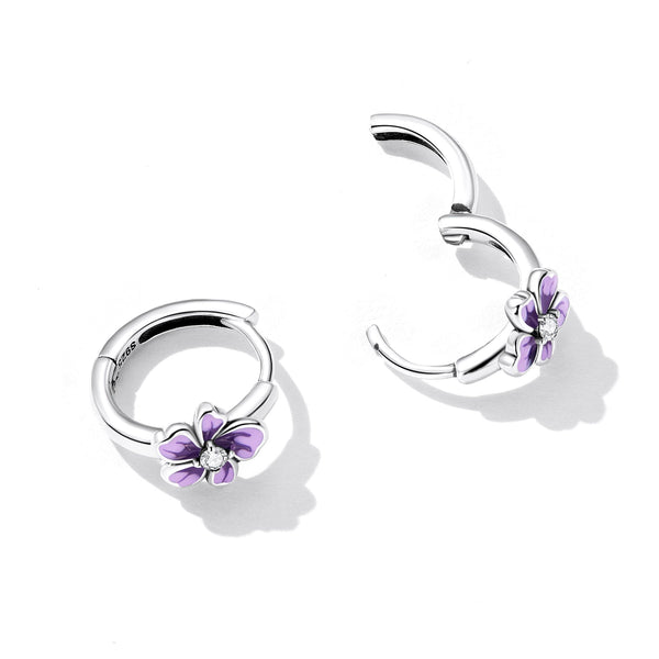 "Sylvory 925 Sterling Silver Floral Whispers Hoops"