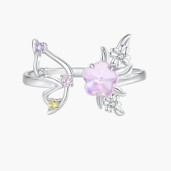Silver Flutter Flora Ring in 925 Sterling Silver by Sylvory
