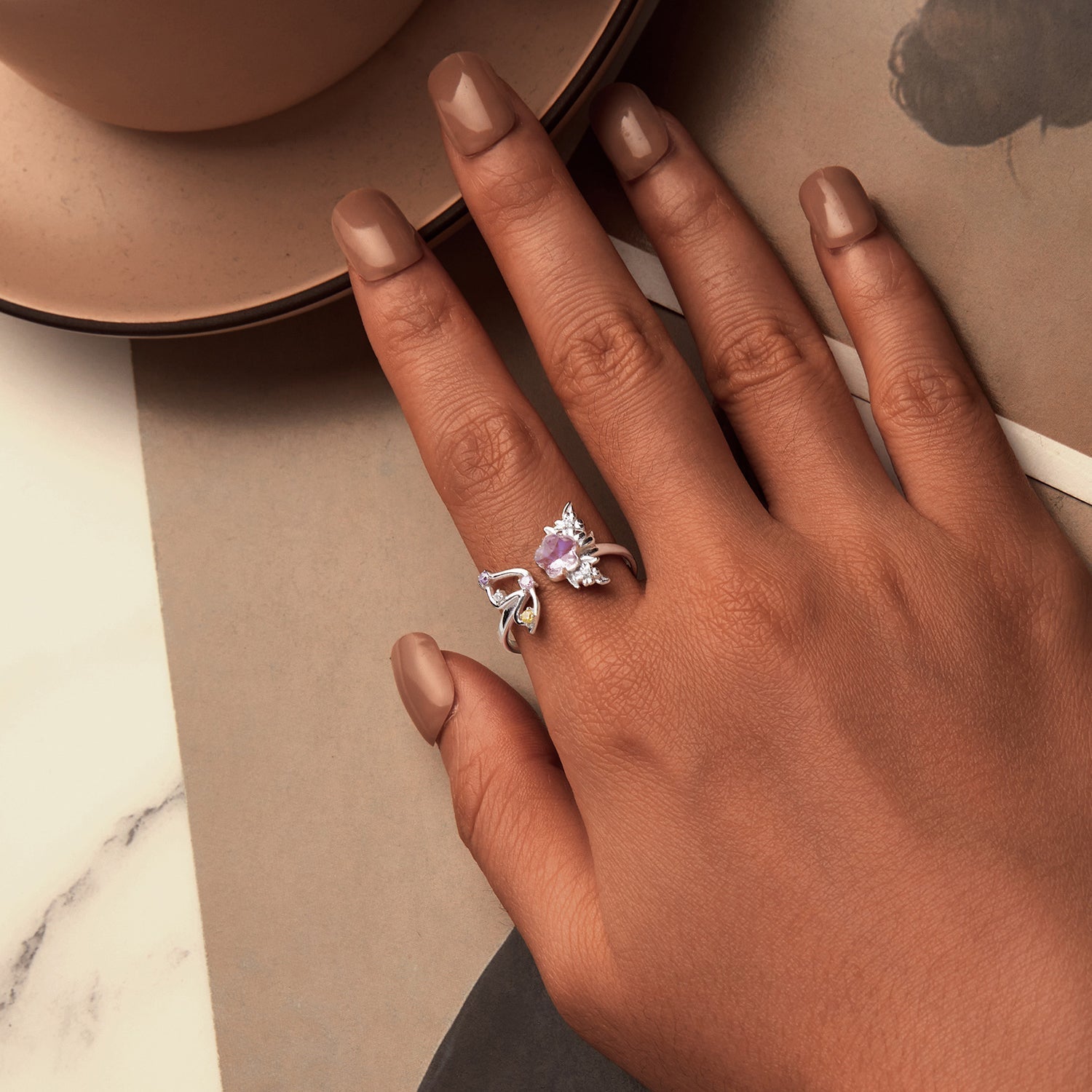 "Sylvory 925 Sterling Silver Flutter Flora Ring"