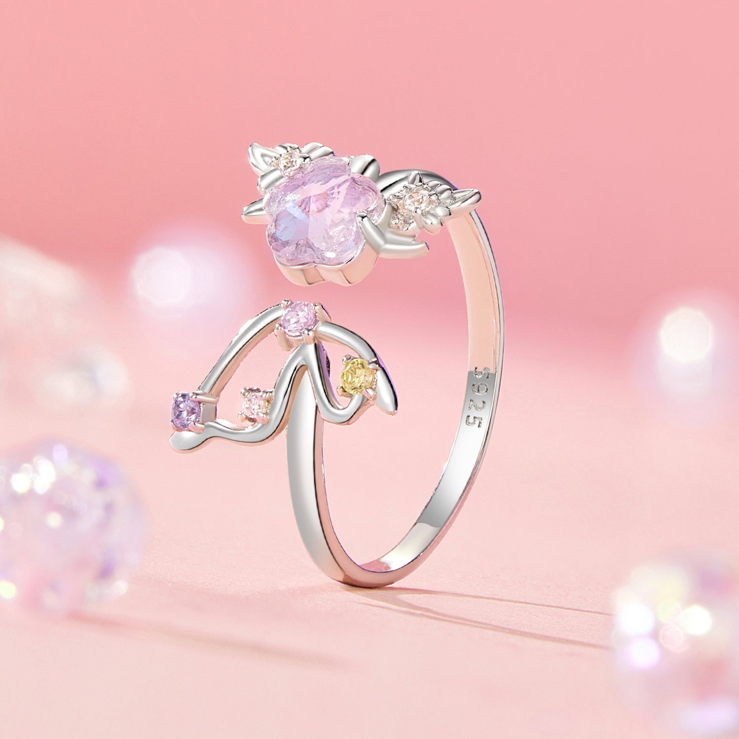 "Sylvory 925 Sterling Silver Flutter Flora Ring"