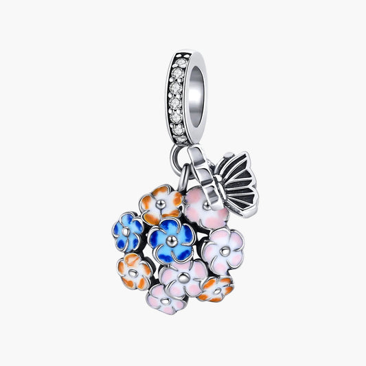 "Sylvory 925 Sterling Silver Fluttering Blooms Charm"