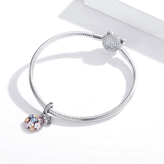 "Sylvory 925 Sterling Silver Fluttering Blooms Charm"