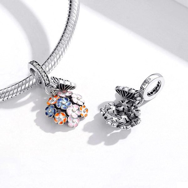 "Sylvory 925 Sterling Silver Fluttering Blooms Charm"