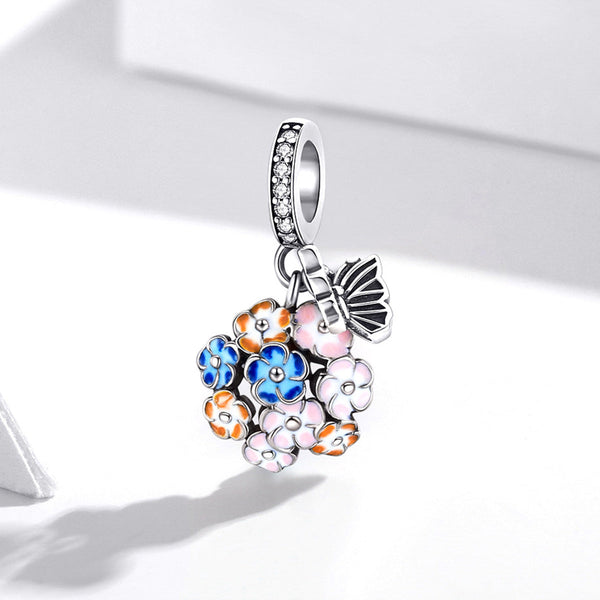 "Sylvory 925 Sterling Silver Fluttering Blooms Charm"