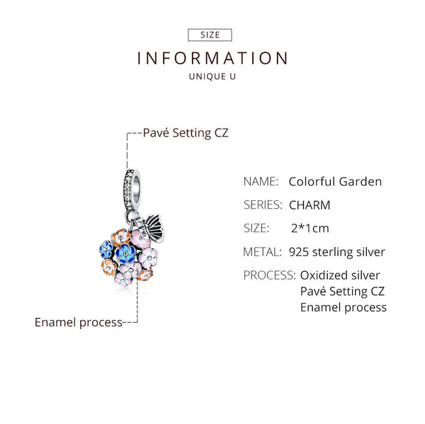 "Sylvory 925 Sterling Silver Fluttering Blooms Charm"