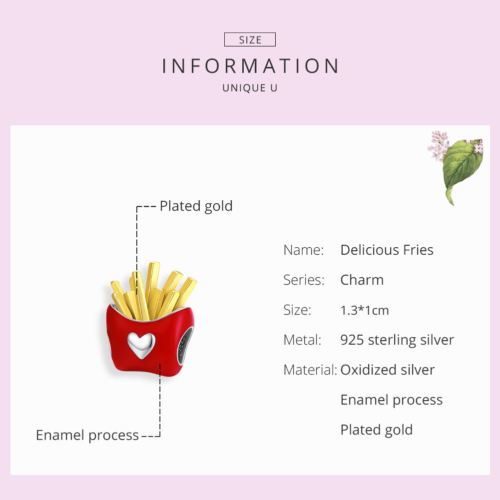 "Sylvory 925 Sterling Silver French Fry Affair Charm"