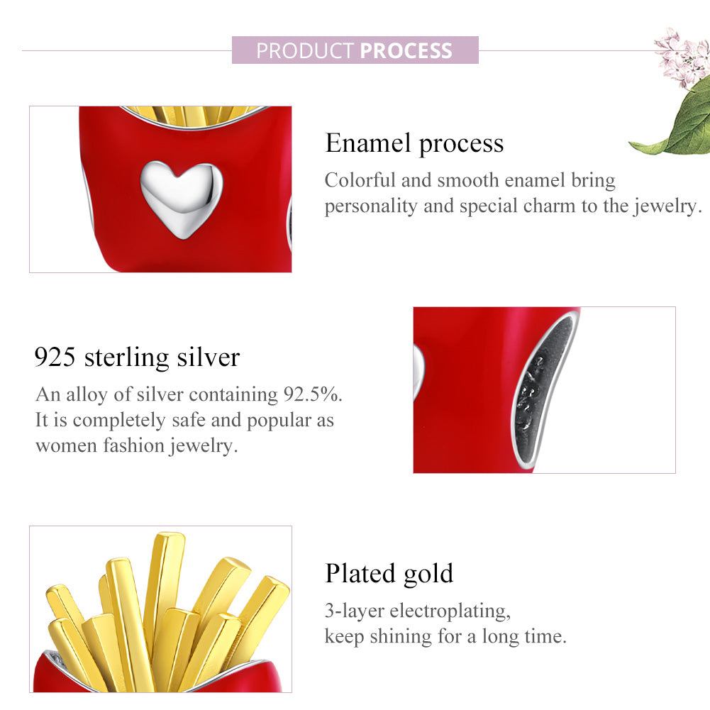 "Sylvory 925 Sterling Silver French Fry Affair Charm"