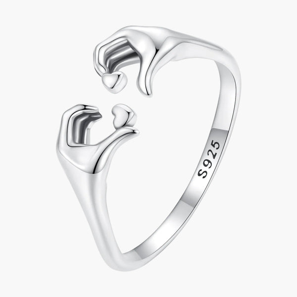 Silver Gestural Love Ring in 925 Sterling Silver by Sylvory