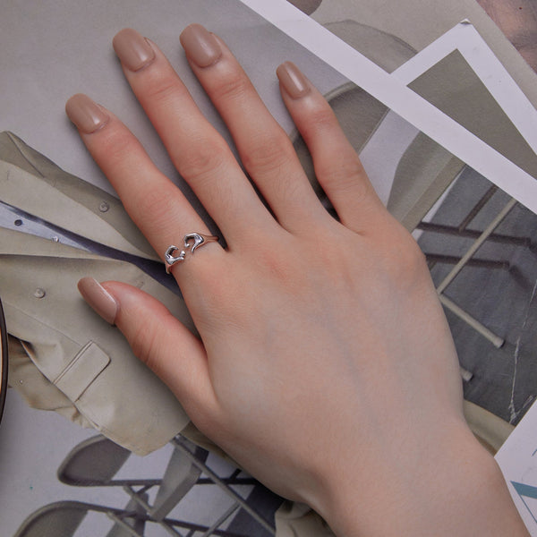 "Sylvory 925 Sterling Silver Gestural Love Ring"