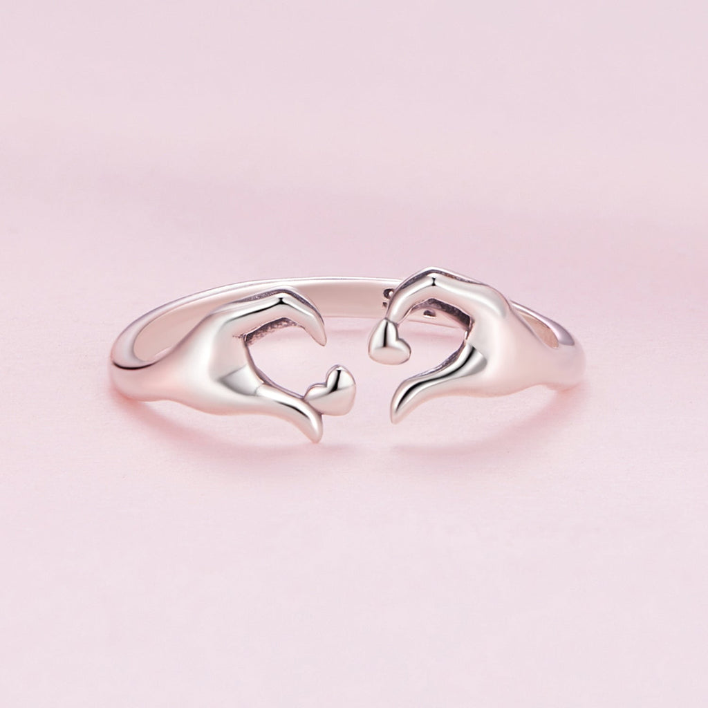 "Sylvory 925 Sterling Silver Gestural Love Ring"